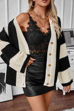 Load image into Gallery viewer, Knitted Cardigan - Buttoned Front - Black & White Stripe