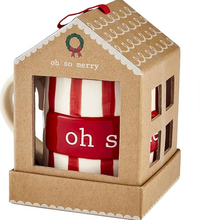 Load image into Gallery viewer, Holiday Kitchen - Mud Pie Dolomite Mug with Gingerbread House Set - Oh So Merry