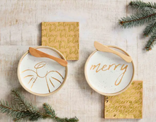 Load image into Gallery viewer, Holiday Kitchen - Mud Pie Appetizer Gold Serving Plate Se - Merry