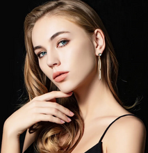 Load image into Gallery viewer, Earrings - Organic Leaf Crystal Drop - Gold