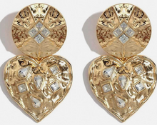 Load image into Gallery viewer, Earrings - Mob Wife Vintage Heart Statement - Rose Gold
