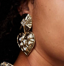 Load image into Gallery viewer, Earrings - Mob Wife Vintage Heart Statement - Rose Gold