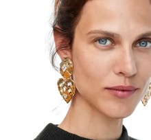 Load image into Gallery viewer, Earrings - Mob Wife Vintage Heart Statement - Rose Gold