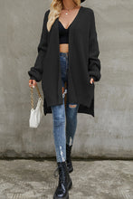 Load image into Gallery viewer, Knitted Cardigan - Ribbed Open Front - Black