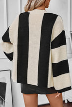 Load image into Gallery viewer, Knitted Cardigan - Buttoned Front - Black & White Stripe