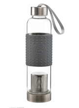 Load image into Gallery viewer, Water Bottle - Clear Marino Glass with Stainless Steel Lid & Strap and Detachable Infuser