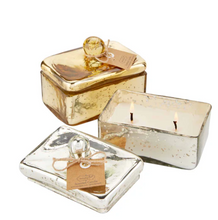 Load image into Gallery viewer, Holiday Decor - Candle - Mud Pie Mercury Glass Box with Lid - Silver - Frosted Fir Scent