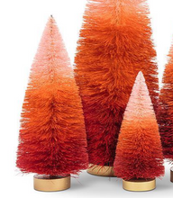 Load image into Gallery viewer, Holiday Decor - Bottle Brush Trees - Pink Ombre with Wood Base (Set of 2)