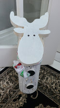 Load image into Gallery viewer, Holiday Decor - Large Handmade Cedar Log & Recycled Wood Reindeer Door Stop