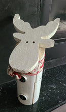 Load image into Gallery viewer, Holiday Decor - Large Handmade Cedar Log & Recycled Wood Reindeer Door Stop