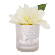 Load image into Gallery viewer, This beautiful Silhouette Glass Votive with its combination of the frosted and mirror glass makes this a standout piece. It brings the timeless elegance of winter, with the iconic silhouette of the noble stag, together for the perfect accent to any home, office, or cottage and makes a great addition to your holiday decorations. Add ambience to your room with a tealight, or place on a shelf or table and fill with a pre-potted plant or florals for a lively display.Size: 3" H x 3"D Handwash