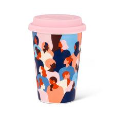 Load image into Gallery viewer, Mug - Coffee or Tea Bone China Travel Mug with Silicon Lid - Diverse Women (2 Piece Set)