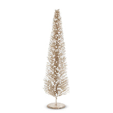 Load image into Gallery viewer, Create a winter wonderland on your mantel, sideboard or dining room table with these charming bottle brush Christmas trees. Crafted from sisal fiber sprayed with festive glitter and sprinkled with a dust of snow on their branches. Large: 20"H