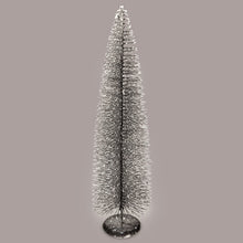 Load image into Gallery viewer, Create a winter wonderland on your mantel, sideboard or dining room table with these charming bottle brush Christmas trees in on-trend hues. Crafted from sisal fiber sprayed with festive glitter and perched on metal stands. Colour: Dark Grey. Extra Large  24"H