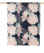 Load image into Gallery viewer, Nothing says spring like this lightweight scarf, styled with a beautiful Lotus print and features the sentiment in gold, "I AM MAKING A DIFFERENCE IN THE WORLD EVERY DAY."   So pretty and versatile.  Makes a great Birthday, Mother's Day or Just Because gift.  Size:  71.5" x 28"  Material:  Polyester.  **Hand wash only