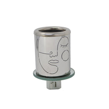 Load image into Gallery viewer, Aluminum crafted, this electric plug-in night light, with on/off switch, is ideal for any room in the house, especially bedrooms and corridors.  It will be an extension of your decor and the beautiful silhouette face pattern will provide a warm and soft glow.  Size:  2.5 x2.5 x2.9 in. 1 Watt LED, warm white light bulb included In-door use only