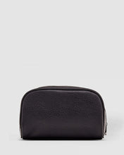 Load image into Gallery viewer, The Sinatra Men’s Toiletry Case is a great men’s travel accessory. Designed to fit just the essentials, his toiletries will be organized, and compact with this travel cases’ four elasticated slip pockets and mesh zip pocket.2 Colours to choose from: Black Tan Pair it with the Gilbert Toiletry Case for a set that has him covered! Features: 4 Elastic Slip Pockets 1 Mesh Zip Pocket Lining: Nylon Closure: Secure Zip Material: Vegan Leather Hardware: Gun Metal W22 x H14 x D5cm. Shown: Black