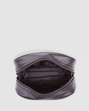 Load image into Gallery viewer, The Sinatra Men’s Toiletry Case is a great men’s travel accessory. Designed to fit just the essentials, his toiletries will be organized, and compact with this travel cases’ four elasticated slip pockets and mesh zip pocket.2 Colours to choose from: Black Tan Pair it with the Gilbert Toiletry Case for a set that has him covered! Features: 4 Elastic Slip Pockets 1 Mesh Zip Pocket Lining: Nylon Closure: Secure Zip Material: Vegan Leather Hardware: Gun Metal W22 x H14 x D5cm. Shown: Inside Bag