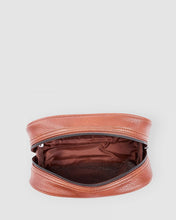 Load image into Gallery viewer, The Sinatra Men’s Toiletry Case is a great men’s travel accessory. Designed to fit just the essentials, his toiletries will be organized, and compact with this travel cases’ four elasticated slip pockets and mesh zip pocket.2 Colours to choose from: Black Tan Pair it with the Gilbert Toiletry Case for a set that has him covered! Features: 4 Elastic Slip Pockets 1 Mesh Zip Pocket Lining: Nylon Closure: Secure Zip Material: Vegan Leather Hardware: Gun Metal W22 x H14 x D5cm. Shown: Inside bag