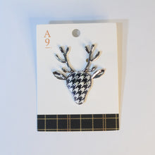 Load image into Gallery viewer, Holiday Accessory - Silver & Gold Plated Resin Brooch -  Reindeers & Bows