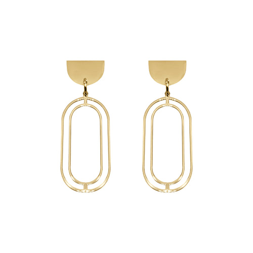 The Olivia Goddess Earrings in gold derives it's roots from royalty. These elegant drop earring demand attention when being worn; be sure this will impress those around you!  Exclusively from Kinsley Armelle.  Details:  18K Yellow Gold Ion Plated Stainless Steel 2 Inches Length x 0.75 Inches Width