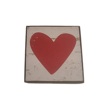 Load image into Gallery viewer, Everyone wants to be appreciated and these blocks show how much you care.  The Heart is a simple visual reminder and will be smile starters in any room decor. The blocks can be placed on any surface in your home, or hung on the wall.    Makes a great Valentine's Day, Birthday, Mother's/Father's Day or Just Because Gift.  Size:  4" x 4" x 2"  Materials: Wood and paint