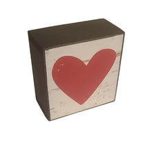 Load image into Gallery viewer, Everyone wants to be appreciated and these blocks show how much you care.  The Heart is a simple visual reminder and will be smile starters in any room decor. The blocks can be placed on any surface in your home, or hung on the wall.    Makes a great Valentine's Day, Birthday, Mother's/Father's Day or Just Because Gift.  Size:  4" x 4" x 2"  Materials: Wood and paint
