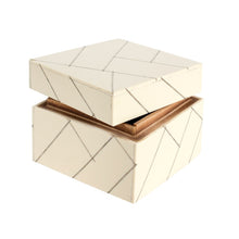 Load image into Gallery viewer, Style-Up your home decor with these stunning resin and wood trinket boxes with its elegant gold stripes.  Store your jewelery or little knick knacks in any room of the house.  Get creative and use them in the kitchen to store your favourite spices.  Definitely conversation starters.  Size:  4" x 4" x 3"  Material:   Exterior - Resin Interior - Wood