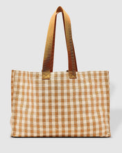 Load image into Gallery viewer, The Simpson Beach Bag is a summer essential for daytime trips or holiday adventures. Finished with a stylish coated jute exterior.  This summer beach tote is a must have to venture off to the cottage, boat cruise, picnic or weekend getaway in style this summer!  Features:  1 Zip Hanging Wallet Pocket Internal Lining: Coated Jute Strap: Short Strap Height 16cm Strap: Long Strap Height 31cm  Material: Coated Jute  Hardware: Gunmetal  Dimensions: W51 x H33 x D15 cm