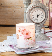 Load image into Gallery viewer, Eternal Love...A good celebration is as much about the ambience as it is about food. Serve up your next dinner party with these beautiful tabletop accent candles and celebrate in style!  These parafin wax candles have a beautiful glow design when lit. Burning time: 35 hours Dimensions: 3.5 x 3 in Material:  parafin wax Unscented