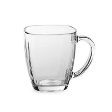 Load image into Gallery viewer, Enjoy the contemporary style, and seeing what's inside, when you sip from this square clear glass mug.  Serve up hot toddies, cappuccinos, lattes, tea, hot cocoa, and more. Constructed from high-quality glass for everyday durability.  Pair it with our beautiful teas and accessories for the ultimate tea set gift-box.  Size:  4" L  Material:  Clear Glass  Capacity:  14oz