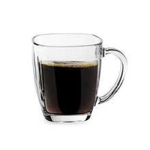 Load image into Gallery viewer, Enjoy the contemporary style, and seeing what's inside, when you sip from this square clear glass mug.  Serve up hot toddies, cappuccinos, lattes, tea, hot cocoa, and more. Constructed from high-quality glass for everyday durability.  Pair it with our beautiful teas and accessories for the ultimate tea set gift-box.  Size:  4" L  Material:  Clear Glass  Capacity:  14oz