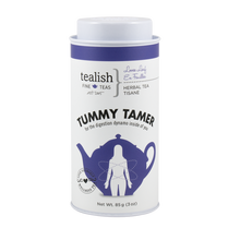Load image into Gallery viewer, Tummy Tamer Herbal Tea is a soothing and smooth herbal blend that helps tame that inner gut turmoil. Cooling peppermint and rooibos chills everything out, while relaxing chamomile, calendula and ginger fight inflammation and bloating. Perfect for anytime you need to feel cool, calm, collected and digested.  Caffeine free.  Key Benefits:  Hydrating Provides healthy nights sleep Helps with digestion INGREDIENTS: peppermint, chamomile, ginger, rooibos, rosehip, calendula, natural flavours.