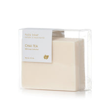 Load image into Gallery viewer, These goat milk soaps are formulated with plant-based oils and real goat’s milk. This handmade soap bar is made in small batches and each bar can slightly vary in size, color and design. Gentle enough for use on sensitive skin.  Scent is Chai Tea: An inviting, complex aroma to make you feel warm and at home. Net weight: 4.5+ ounces