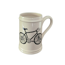 Load image into Gallery viewer, Add to your drinkware collection with these unique beige ceramic beer steins.  Perfect for entertaining on the patio or cottage deck, or chilling in front of the tv.  Pair them with your favourite bottle for a great Father's Day, Birthday or Just Because gift.  3 styles to choose from:. Bicycle Capacity:  18oz  Material:  Ceramic