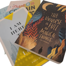 Load image into Gallery viewer, Made for notes-on-the-go. These Inspirational Thoughts Journals are great for recipes, to-do lists, work details, or just doodles and daily thoughts. These 128 lined journals are filled with enchanting illustrations, imaginative quotes and bold senitments.  They will inspire you and others to get creative and put thoughts to paper.   Dimensions:  8" H x 5" W