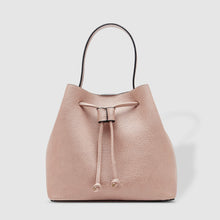 Load image into Gallery viewer, Complete with a drawstring closure, the Sasha is perfect for your next brunch with the girls, or a day out on the town. Wear it your way and sling over your shoulder for a more casual look or carry by her top handle for a dressier option. Features: 1 Slip Pocket Internal lining - Vegan Leather Extension strap: 114-128cm Adjustable Detachable Closure: Magnetic Clasp with Draw String Material: Vegan Leather Hardware: Light Gold Dimensions: W26 x H23 x D14 cm