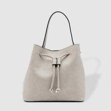Load image into Gallery viewer, Complete with a drawstring closure, the Sasha is perfect for your next brunch with the girls, or a day out on the town.  Wear it your way and sling over your shoulder for a more casual look or carry by her top handle for a dressier option.  Features:  1 Slip Pocket Internal lining - Vegan Leather Extension strap: 114-128cm Adjustable Detachable Closure: Magnetic Clasp with Draw String Material: Vegan Leather  Hardware: Light Gold  Dimensions: W26 x H23 x D14 cm