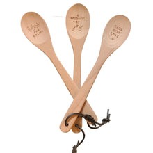 Load image into Gallery viewer, Kitchen Wooden Spoons  -  Includes Leather Hanging Strap & Muslin Bag - Inscribed