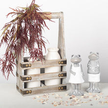 Load image into Gallery viewer, Bottle Caddy - Rustic Wood & Metal with Twine Wrapped Handle