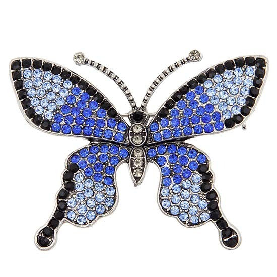 Brooch - Crystal and Metal - Monarch Butterfly
