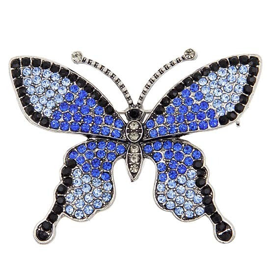 Brooch - Crystal and Metal - Monarch Butterfly