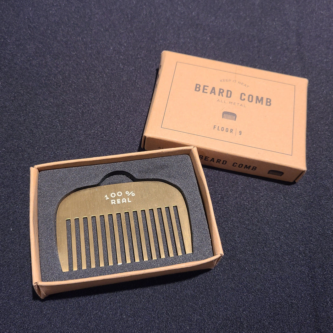 Beard Comb - Small Brass Plated - Inscribed