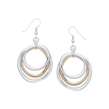Load image into Gallery viewer, Fun and playful, these eyeshaped textured, multi irregular ring hoops are great for a night out.    2 Colours to choose from:  Silver/Gold Plated Silver/Silver Plated Details:  Gold/silver plated 1.75&quot; diameter  Hypoallergenic Nickel/lead free 3 coats anti-tarnish
