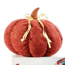 Load image into Gallery viewer, Fall Decor - Plush Cloth &amp; Raffia Pumpkins - Plaid &amp; Velour (Set of 3)
