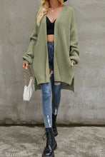 Load image into Gallery viewer, Knitted Cardigan - Ribbed Open Front - Green

