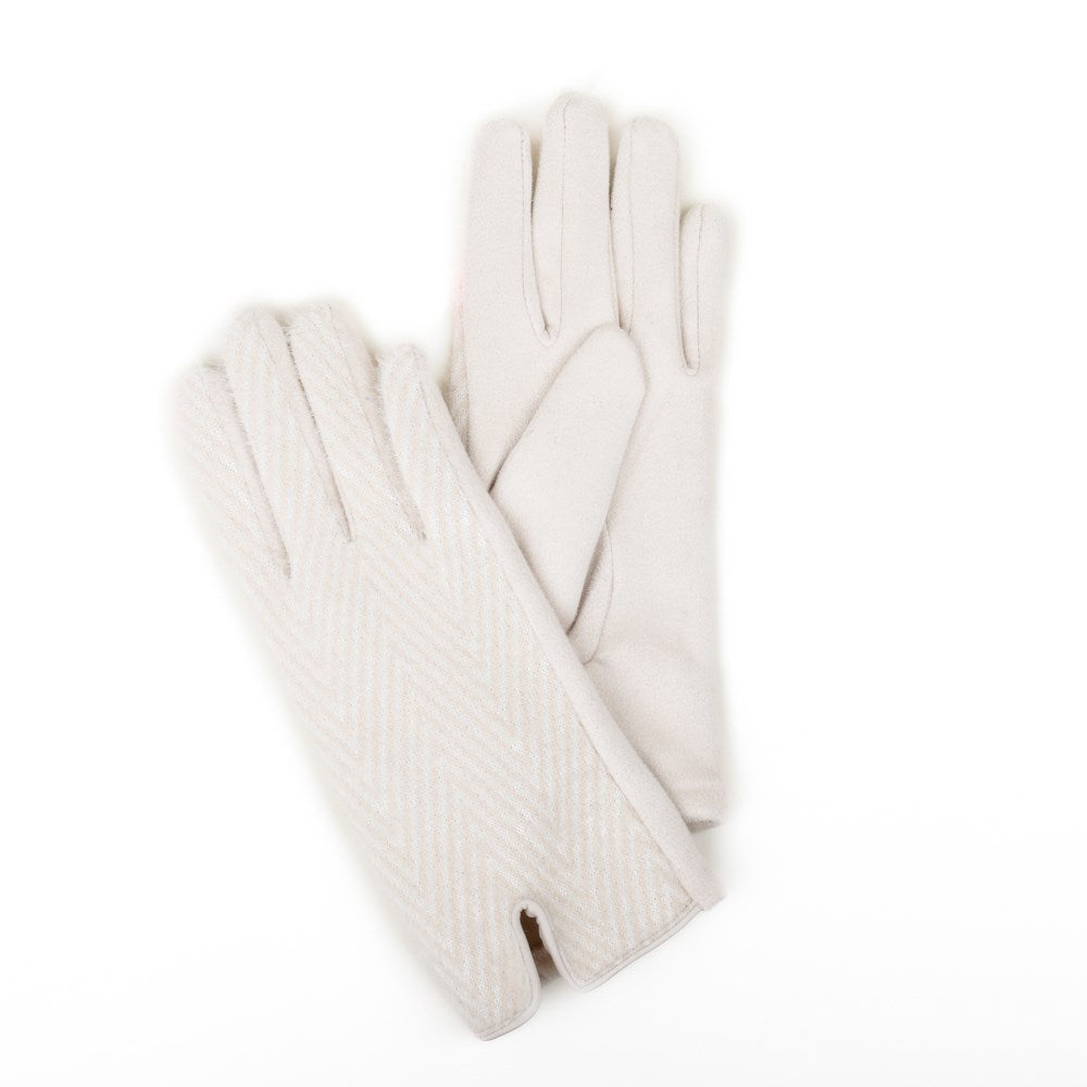 Gloves - Chevron Stretch Soft & Warm Texting - Ivory