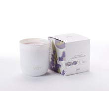Load image into Gallery viewer, Candle - Glass Jar Frosted White - Blended Soy - Voy - Wild Sage &amp; Royal Lavender Scent
