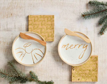 Load image into Gallery viewer, Holiday Kitchen - Mud Pie Appetizer Gold Serving Plate Se - Merry
