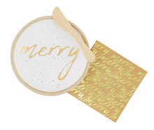 Load image into Gallery viewer, Holiday Kitchen - Mud Pie Appetizer Gold Serving Plate Se - Merry
